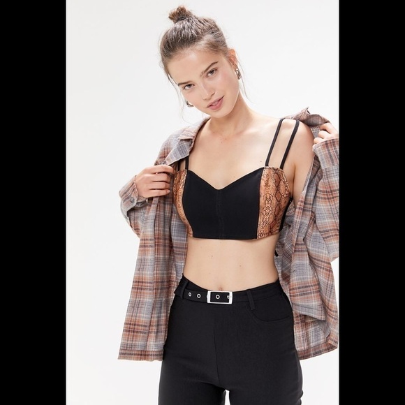 Urban Outfitters Python Tie Back Ultra Cropped Bralette Top - Picture 4 of 14